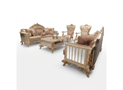 Klassieke Barok Rococo Chesterfield 5-delige salontafel Beige Sofa Meubels