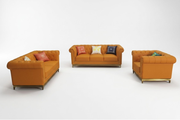 Chesterfield woonkamer bankstel bankstel Luxe set 3+2+1 Oranje Nieuw -> Chesterfield woonkamer bankstel bankstel Luxe set 3+2+1 Oranje Nieuw