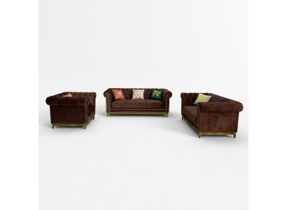 Bankstel Chesterfield met metalen luxe banktextiel bekleding meubels