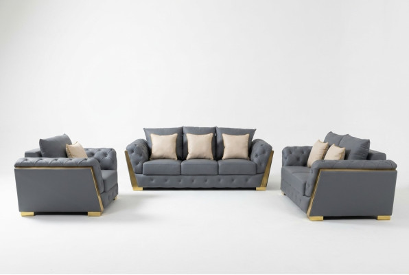 Sofagroep Chesterfield bankstel set 3+2+1 stofbank bankstellen 3-delige meubel