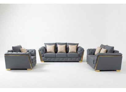 Sofagroep Chesterfield bankstel set 3+2+1 stofbank bankstellen 3-delige meubel