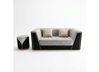 Luxe tweepersoonsbank met zachte bekleding voor de woonkamer