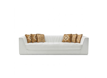 Witte luxe bank Medusa met gouden koppen bank driezitsbank bankleer