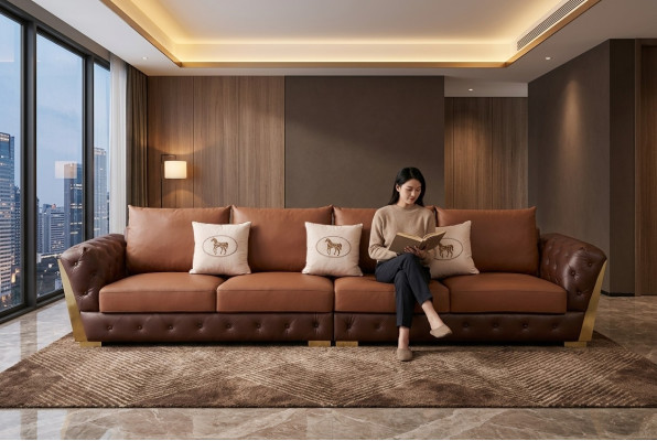 Moderne vijfzits luxe woonkamerbank Chesterfield designbank
