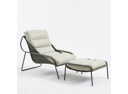 Fauteuil + Hocker Set Luxe Relax Fauteuil Meubelstoel Voetenbank 2-delig.