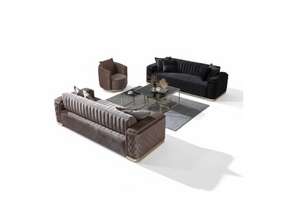 Chesterfield Bankstel Bank Bekleding Set 3-Delig. Bankstellen Fluweel