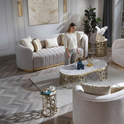 Ovale bank Driezits bank Meubels Bank Inrichting Woonkamer Fluweel