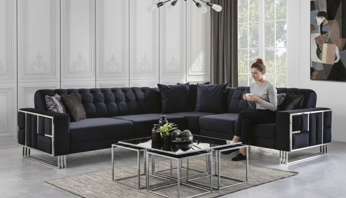 Luxe hoekbank van textiel stoffering Meubels hoekbank met metalen elementen Bank Sofa