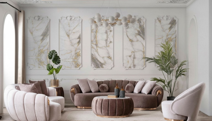 Luxe woonkamerbankstel 3+3+1 zitplaatsen Half ronde bank Sofa met tafel 4-delig.
