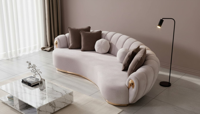 Luxe bank Grote bank Ronde bank xxl banken Zitmeubelen Stof 263cm Grijs.