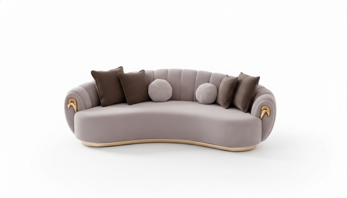 Luxe bank Grote bank Ronde bank xxl banken Zitmeubelen Stof 263cm Grijs.