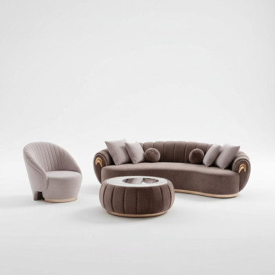 Sofaset Bank Bekleding Meubel Set 3+1 Salontafel 3-delig Zitkussen Sets