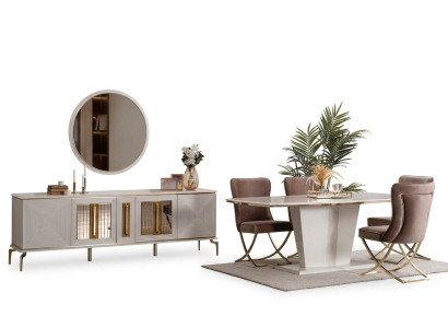Luxe eetkamer eethoek eettafel set eetgroep tafel stoelen dressoir 7-delig