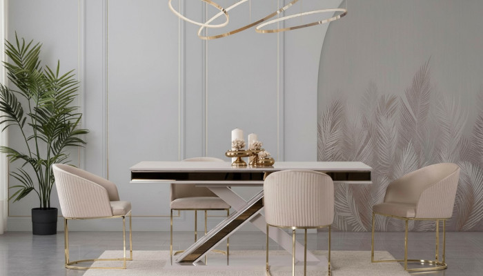 Zuilen tafel eetgroep tafel met 6x eetkamerstoelen Eetkamerstoelen 7-delig