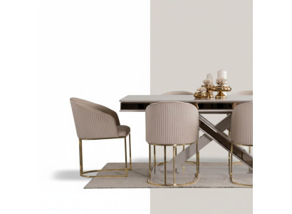 Luxe eettafel stoel armstoel meubels inrichting zitkussen stoelen