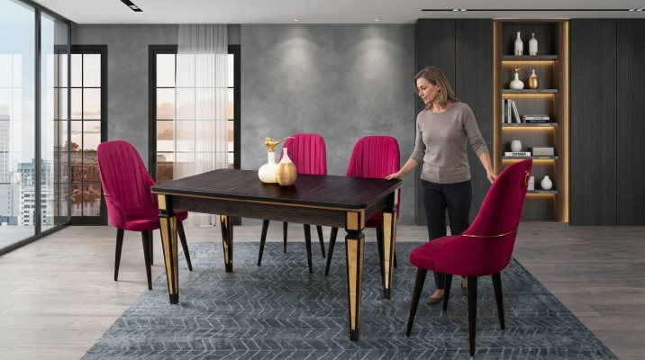 Tafel Eettafel Meubels Eethoek Eetgroep Tafel 4x stoelen Eethoek 5-delig.