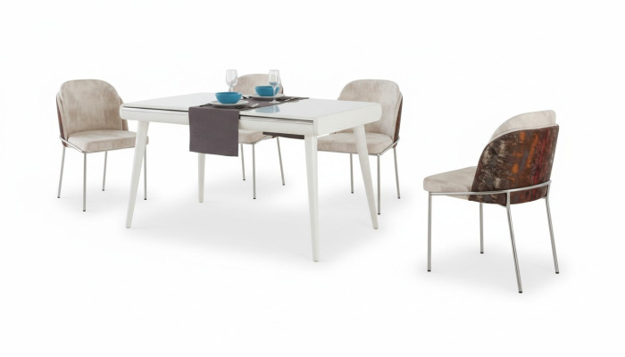 Moderne eetkamerset meubels eetkamerset set fauteuil eettafel bekleding 5-delig.