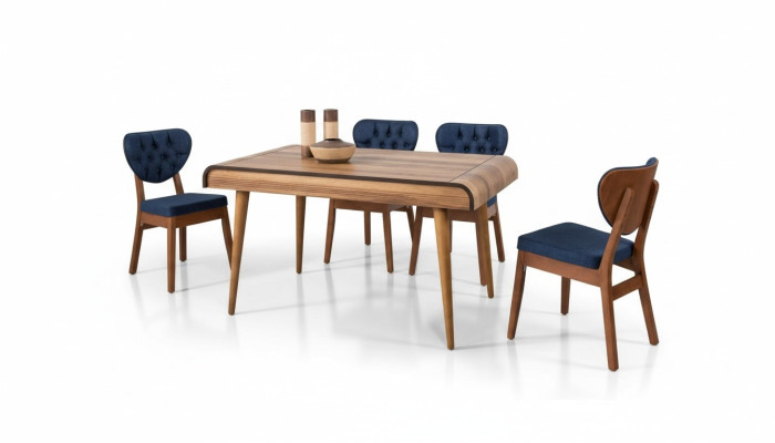 Moderne meubel eetkamerset garnituur zit eethoek eettafel bekleding 5-delig.