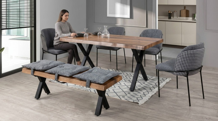 Eettafel 4 stoelen Bank Zitje Bank Originele set eetgroep Eetkamer