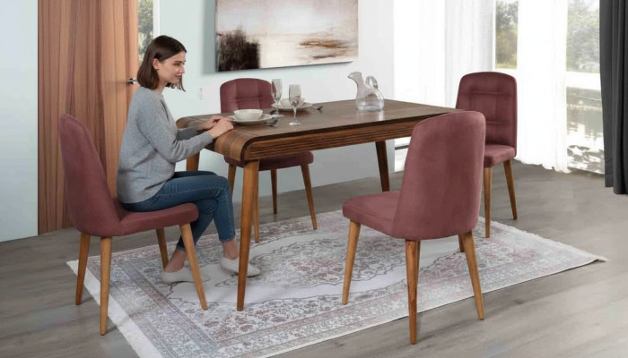 Eetkamer eetgroep meubelset garnituur zit eettafel bekleding 5-delig.