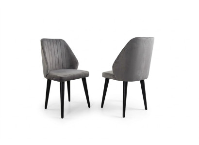 Grijze eetkamerstoel luxe éénpersoons textielmeubels ontwerper model nieuw.