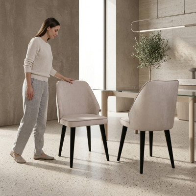 Witte gestoffeerde stoel Luxe eetkamer fauteuil met houten poten Ontworpen meubel
