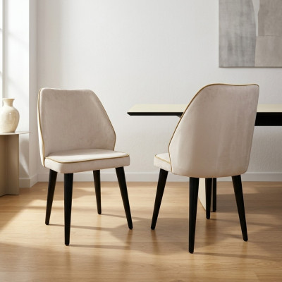 Witte gestoffeerde stoel Luxe eetkamer fauteuil met houten poten Ontworpen meubel