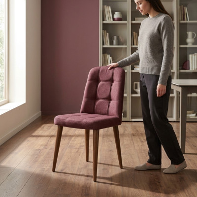 Originele roze stoel op poten van hout voor in uw eetkamer Nieuw model
