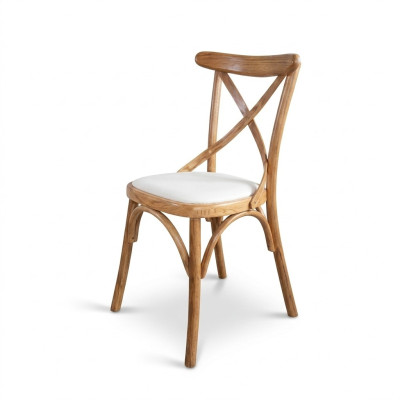 Een houten stoel met een zachte zitting en een ronde rug voor in uw eetkamer.
