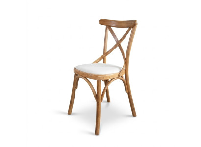 Een houten stoel met een zachte zitting en een ronde rug voor in uw eetkamer.