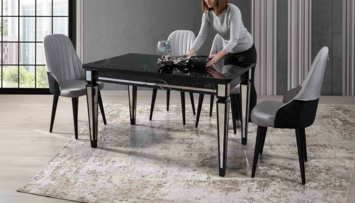 Tafel Eettafel Meubels Eetset Eetkamer Set Tafel 4x stoelen 5-delig.