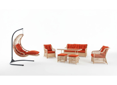 Sofa set tuinmeubilair tafel kruk fauteuil veranda loungeset 6-delig.