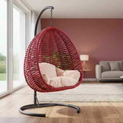 Schalenstoel ovaal rot rotan roestvrij staal voor comfortabele ontspanning Nieuw