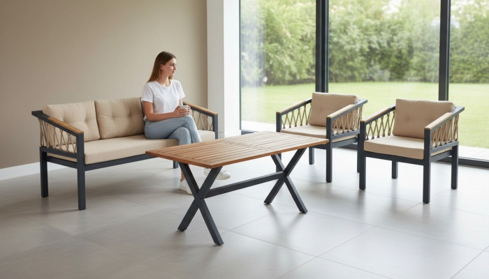 Tuinmeubilair lounge set Zitmeubilair Terras Tafel Bank 4-delige set