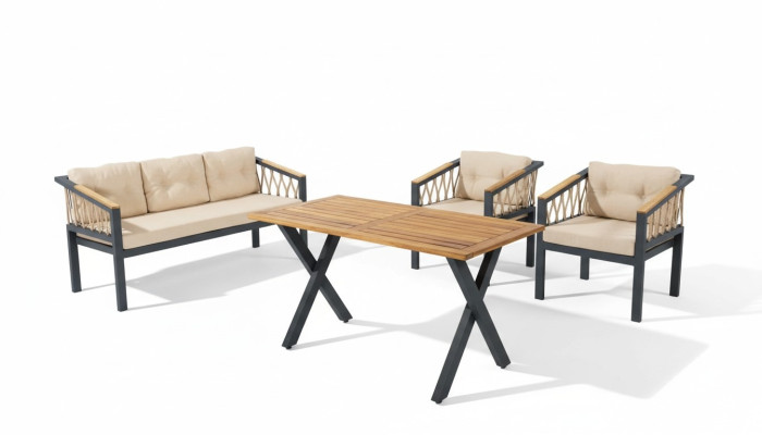 Tuinmeubilair lounge set Zitmeubilair Terras Tafel Bank 4-delige set