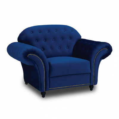 Blauwe Chesterfield-fauteuil Eenpersoonsbank Bank Blauw Armstoel Meubels