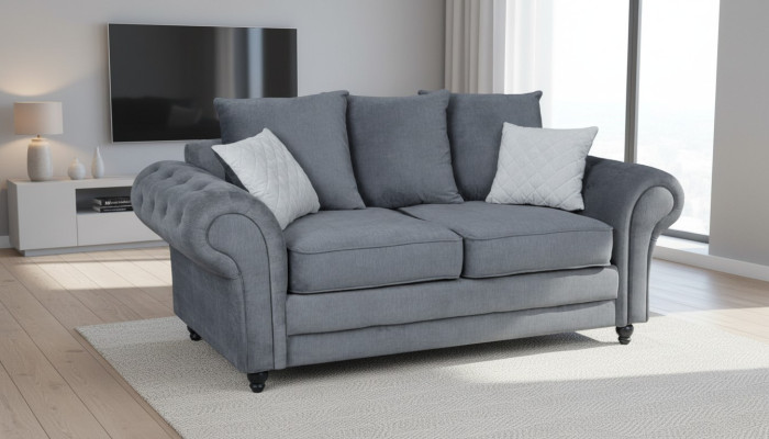 Grijze Chesterfield bank Bekleding Stoffering Meubelen Bankstellen Banken Tweezits.