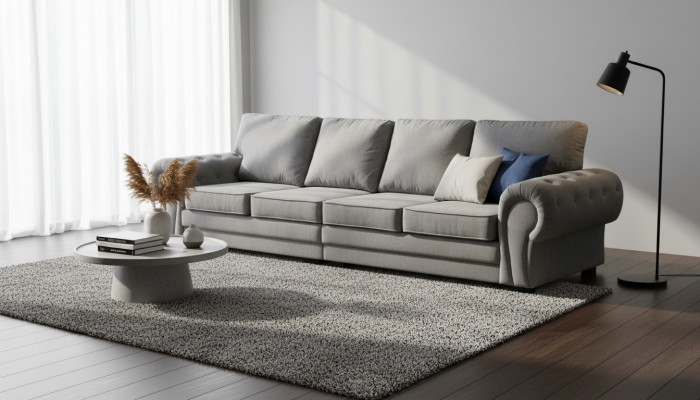 Vierzitter klassieke bank Meubelbekleding in grijs Comfortabele bankstof