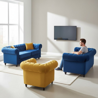 Chesterfield bankstel sofa meubels woonkamer inrichting 3+2+1 zits