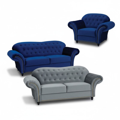 Chesterfield bankstel bank bekleding meubel 3+2+1 fluweel stof banken