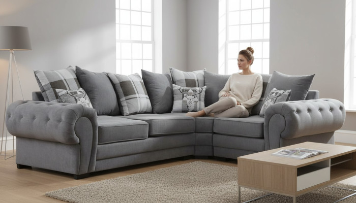 Hoekbank in Italiaanse stijl Comfortabel ontwerp Bank Bekleding Stof Woonkamer Textiel