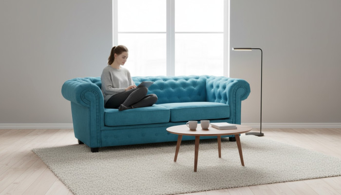 Bank 2-zits bank Ontwerp bekleding Turkoois Textiel Stof Zitcomfort Banken Nieuw