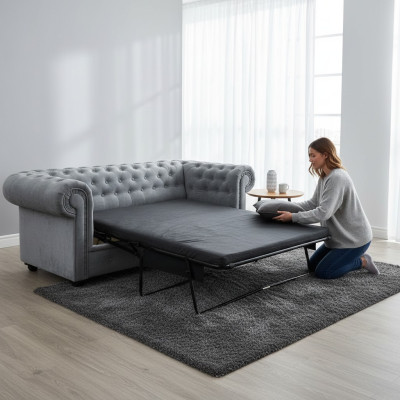 Chesterfield bank met slaapfunctie Bengaals opklapbed bank slaapbank