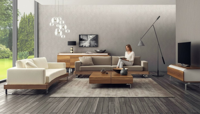 Modern driezitsbank gestoffeerde bank woonkamerset houten frame