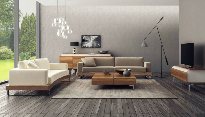 Modern driezitsbank gestoffeerde bank woonkamerset houten frame