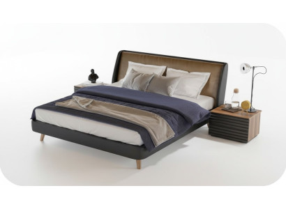 Slaapkamer set Bed 2x Nachtkastje Compleet meubilair Bedden Walnoot Natuur