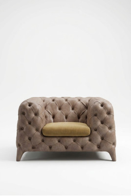 Chesterfield Taupe Fauteuil Chesterfield fauteuil Gestoffeerde fauteuil Woonkamer
