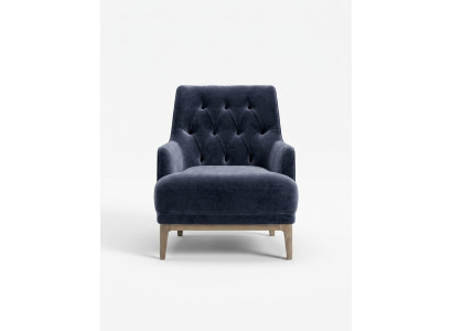 Blauwe Exclusieve Chesterfield Fauteuil Woonkamer Eenpersoons Houten Frame