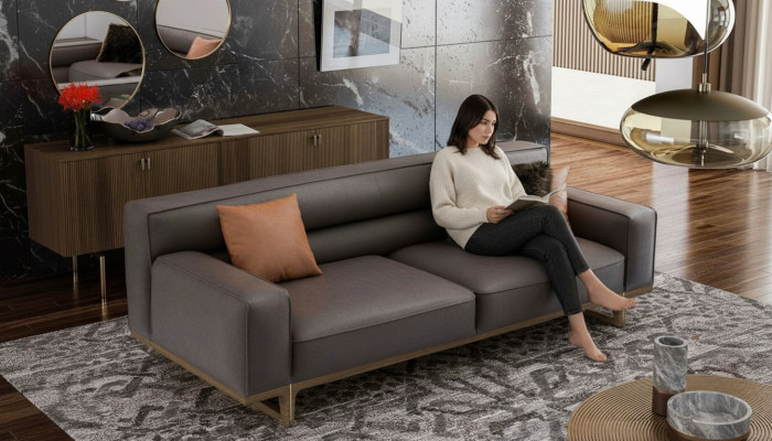 Grijze driezits moderne luxe bank woonkamermeubels woonkamer bank