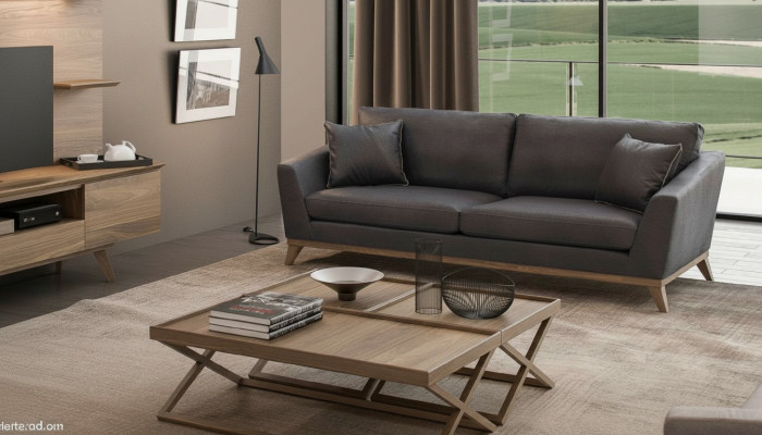Grijze kunstleren driezits woonkamersofa Moderne bankstijl meubels